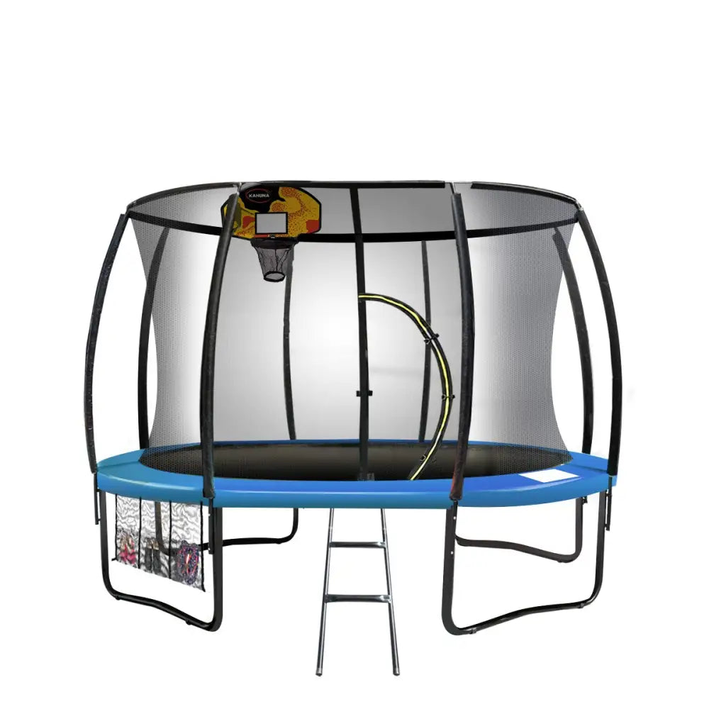 Kahuna 16ft Outdoor Trampoline Kids Children With Safety Enclosure Pad Mat Ladder Basketball Hoop Set - Blue - Baby &