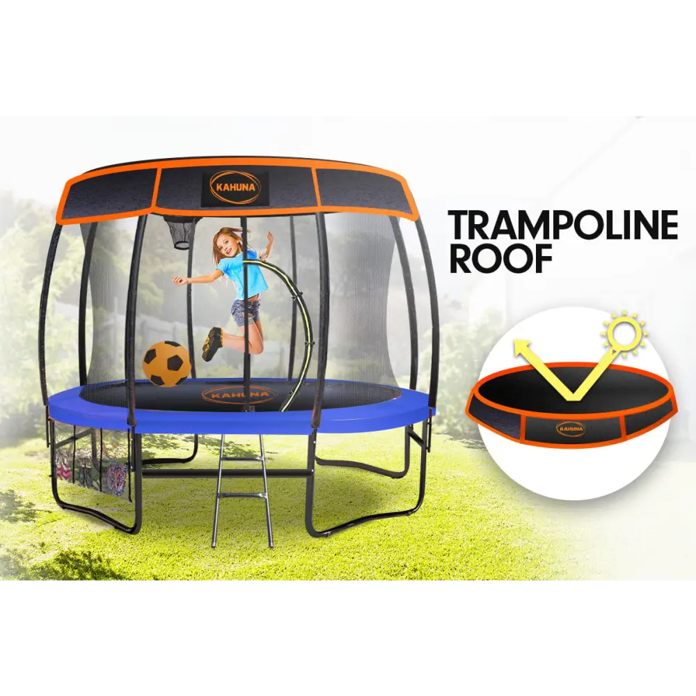 Kahuna 16ft Outdoor Trampoline Kids Children With Safety Enclosure Pad Mat Ladder Basketball Hoop Set - Blue - Baby &