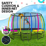 Kahuna 16ft Outdoor Trampoline Kids Children With Safety Enclosure Pad Mat Ladder Basketball Hoop Set - Rainbow - Baby