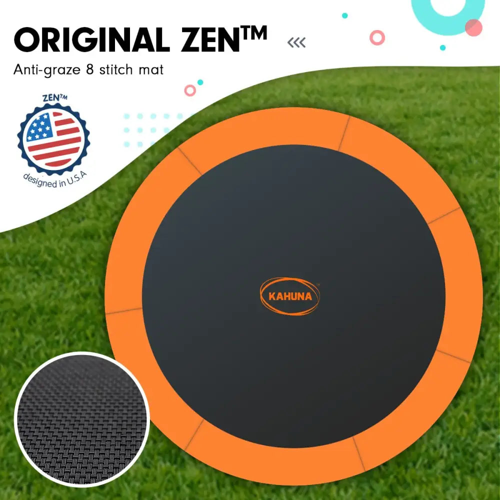 Kahuna 8ft Outdoor Orange Trampoline For Kids And Children Suited For Fitness Exercise Gymnastics With Safety Enclosure