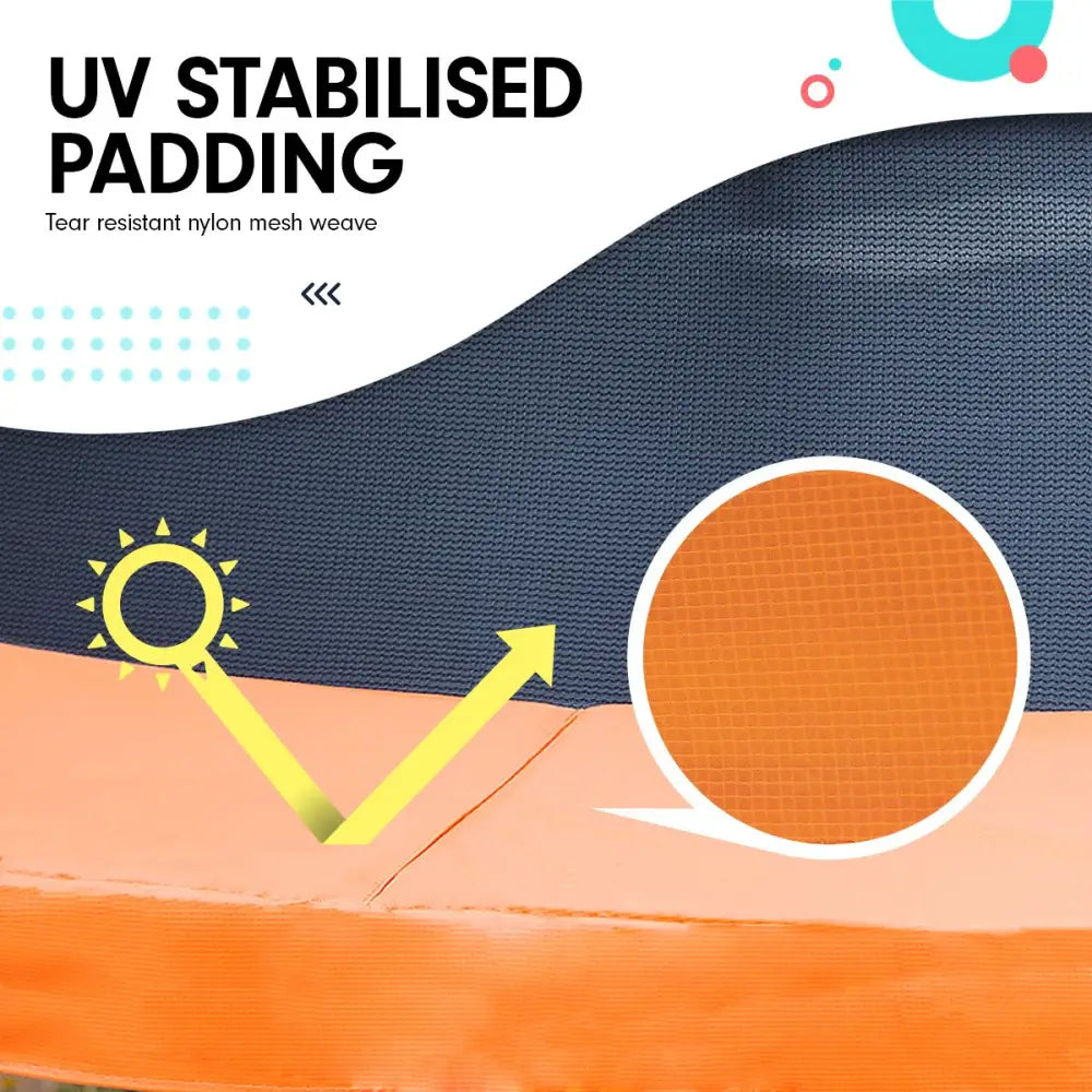 Kahuna 8ft Outdoor Orange Trampoline For Kids And Children Suited For Fitness Exercise Gymnastics With Safety Enclosure