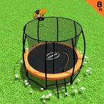 Kahuna 8ft Outdoor Orange Trampoline For Kids And Children Suited For Fitness Exercise Gymnastics With Safety Enclosure