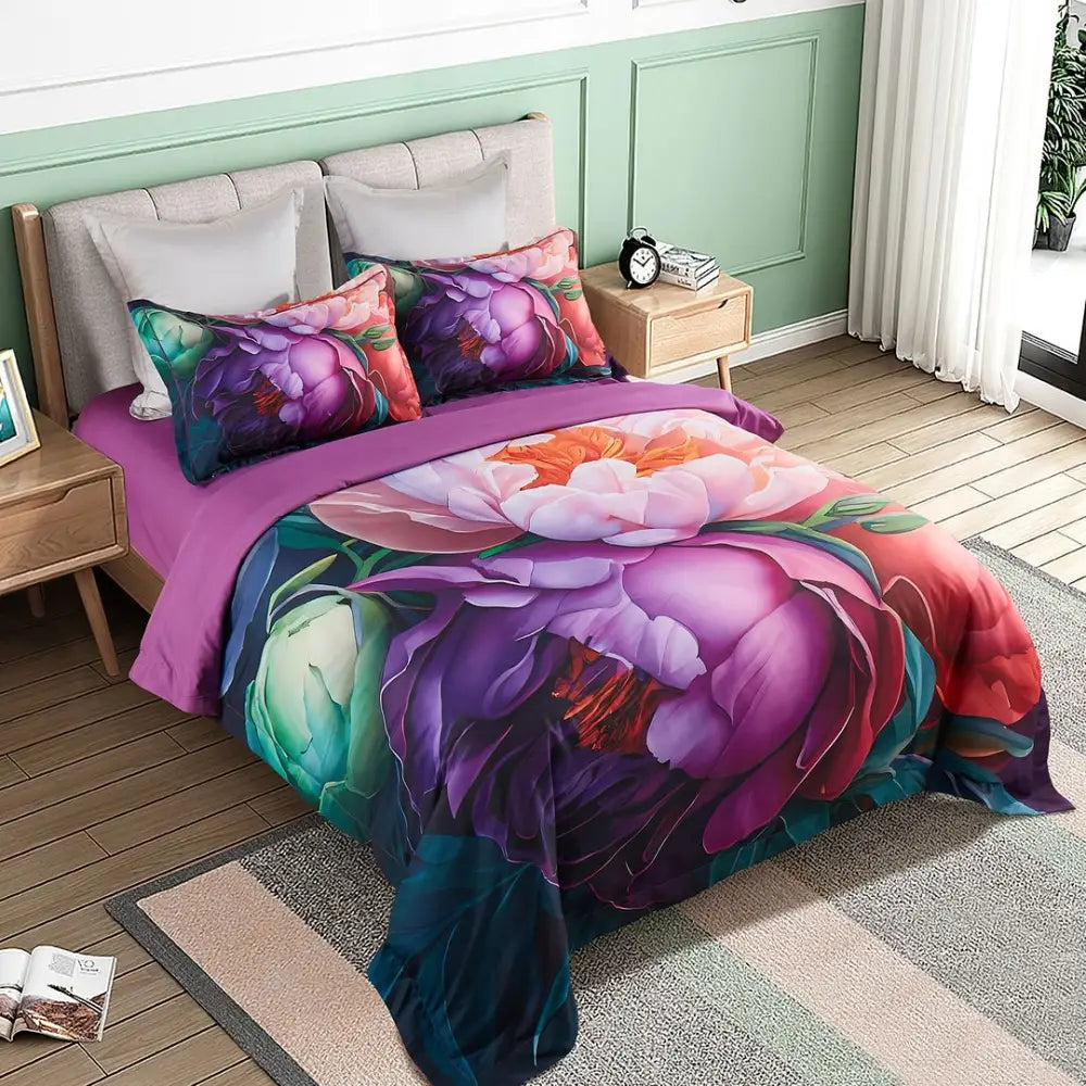 Kaie Floral Quilt Cover Set - Queen Size - Home & Garden > Bedding