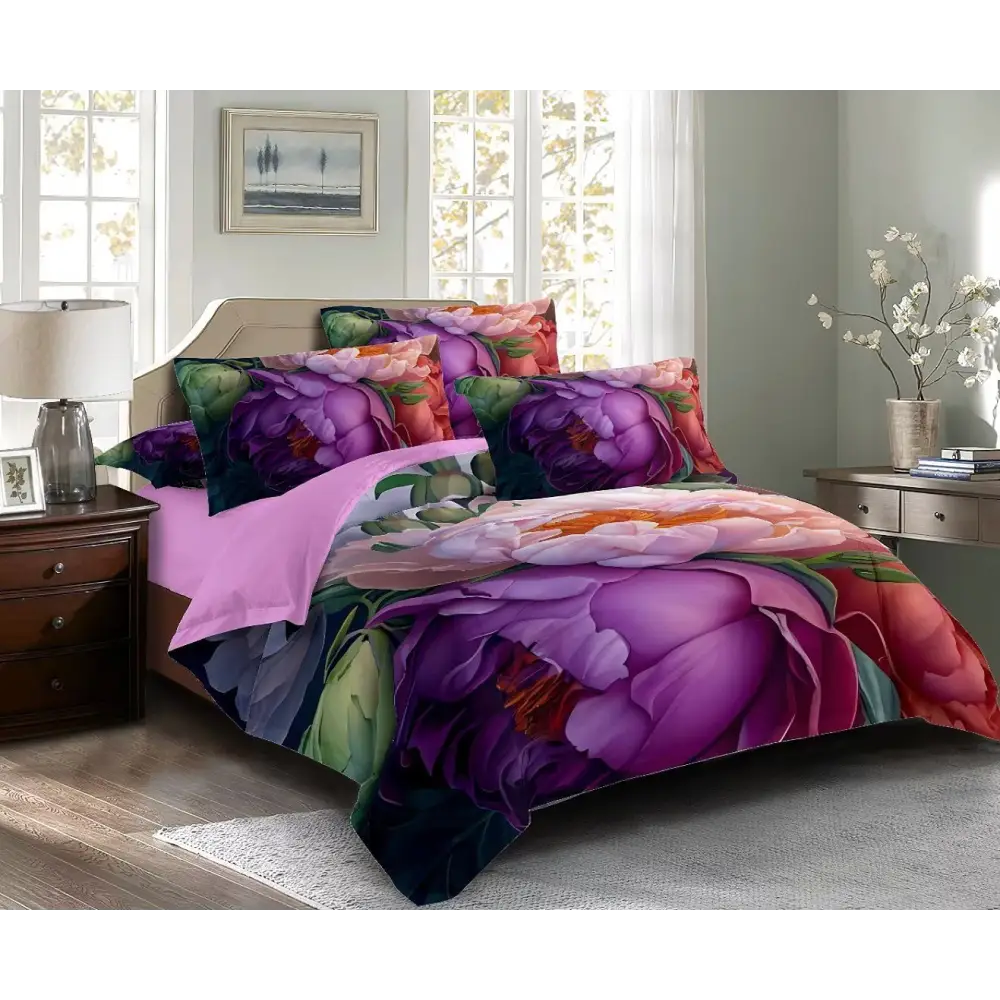 Kaie Floral Quilt Cover Set - Queen Size - Home & Garden > Bedding