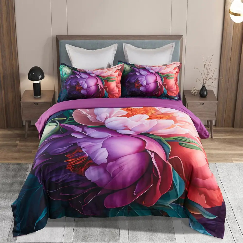 Kaie Floral Quilt Cover Set - Queen Size - Home & Garden > Bedding