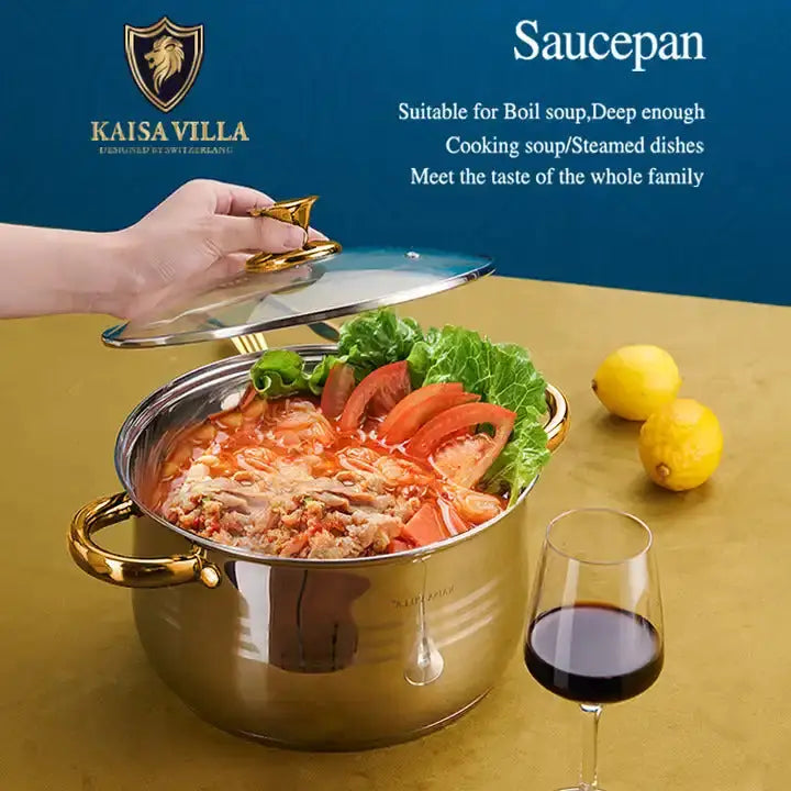 Kaisa Villa 5.8 Litre Casserole Pot Stainless Steel Induction Cooking Stock Stew - Home & Garden > Kitchenware