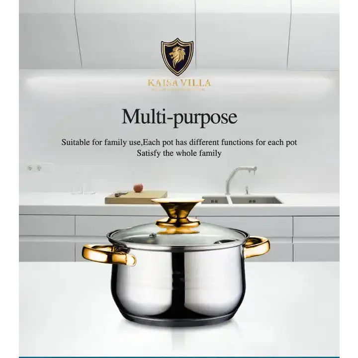Kaisa Villa 5.8 Litre Casserole Pot Stainless Steel Induction Cooking Stock Stew - Home & Garden > Kitchenware