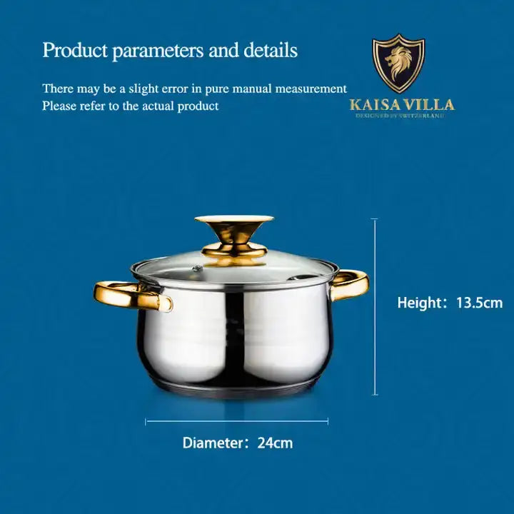 Kaisa Villa 5.8 Litre Casserole Pot Stainless Steel Induction Cooking Stock Stew - Home & Garden > Kitchenware