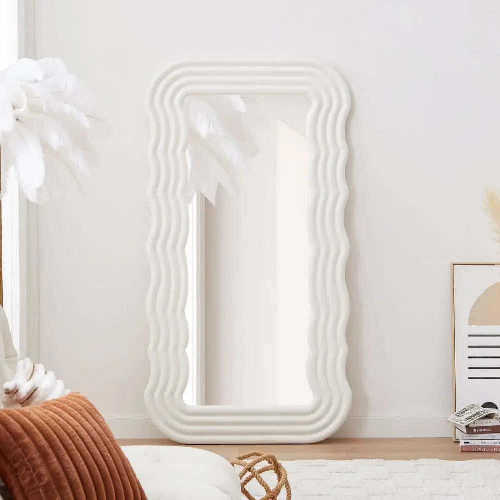 Kamila White Wavy-shaped Mirror - Health & Beauty > Makeup > Makeup Mirrors