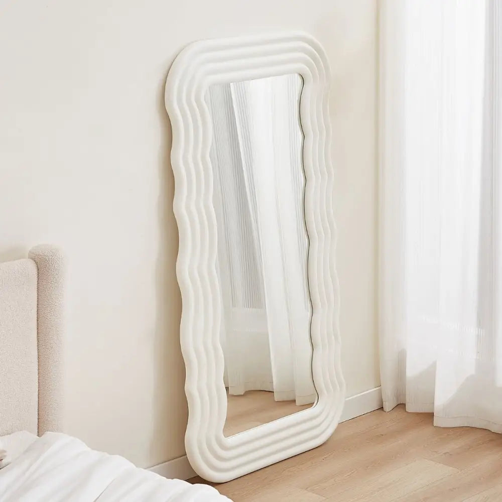 Kamila White Wavy-shaped Mirror - Health & Beauty > Makeup > Makeup Mirrors