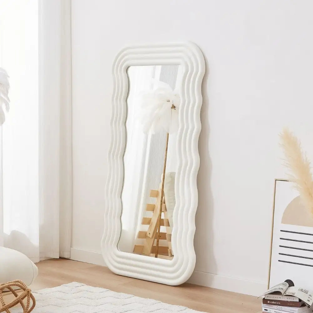Kamila White Wavy-shaped Mirror - Health & Beauty > Makeup > Makeup Mirrors