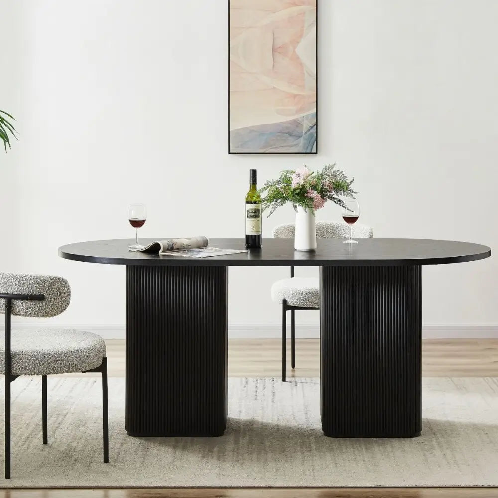 Kate 6 Seater Black Column Dining Table - Furniture > Dining