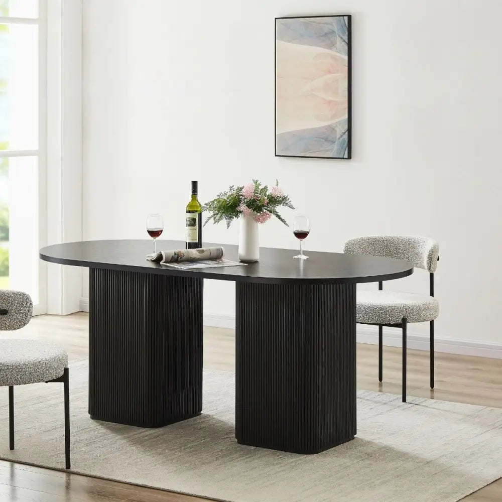 Kate 6 Seater Black Column Dining Table - Furniture > Dining