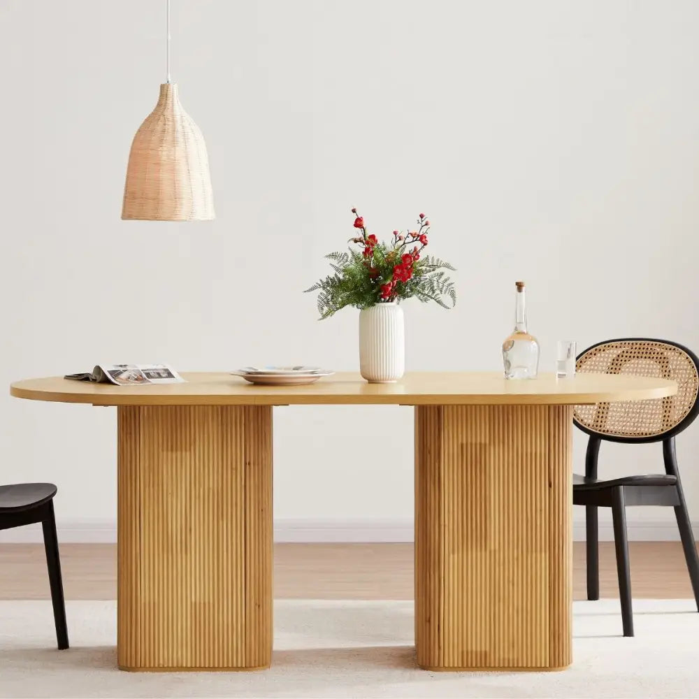 Kate 6 Seater Column Dining Table in Natural - Furniture > Dining