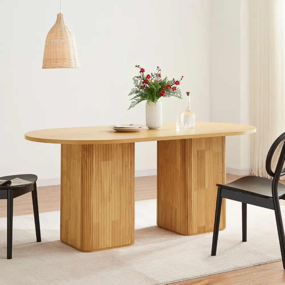 Kate 6 Seater Column Dining Table in Natural - Furniture > Dining