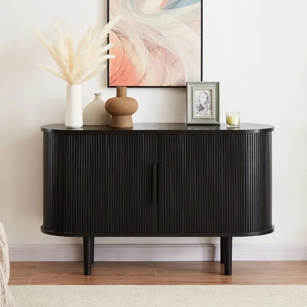 Kate Black Column Wooden Sideboard Table - Furniture > Living Room