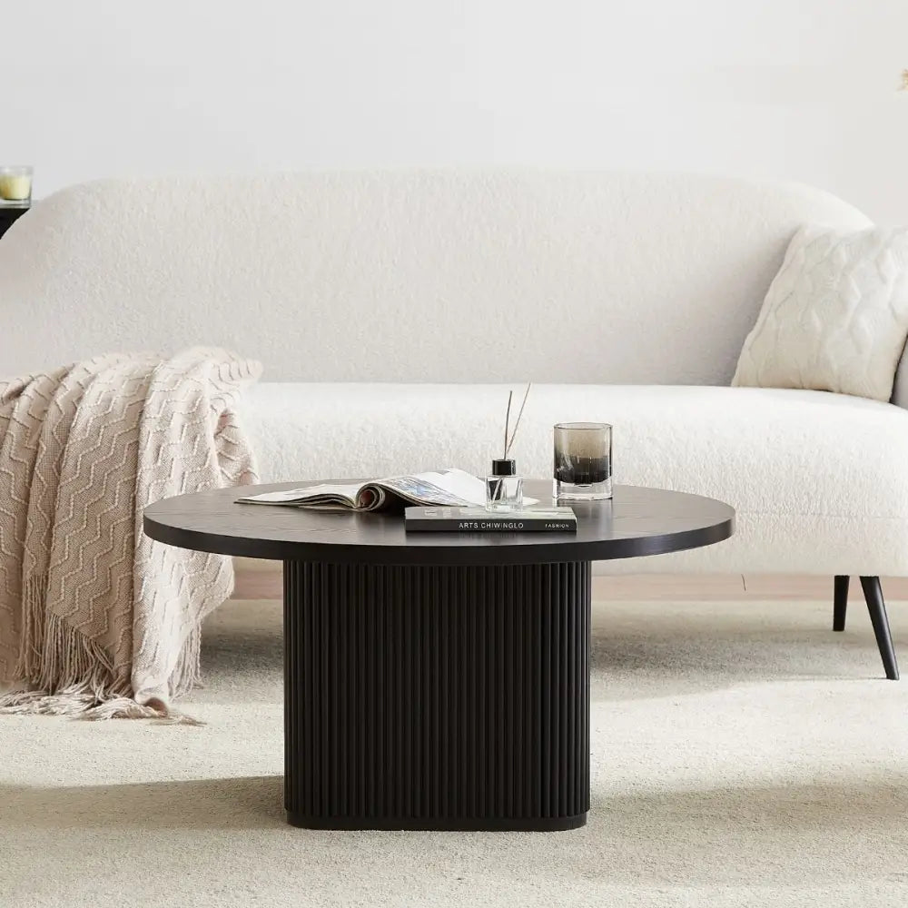 Kate Black Round Column Coffee Table - Furniture > Living Room