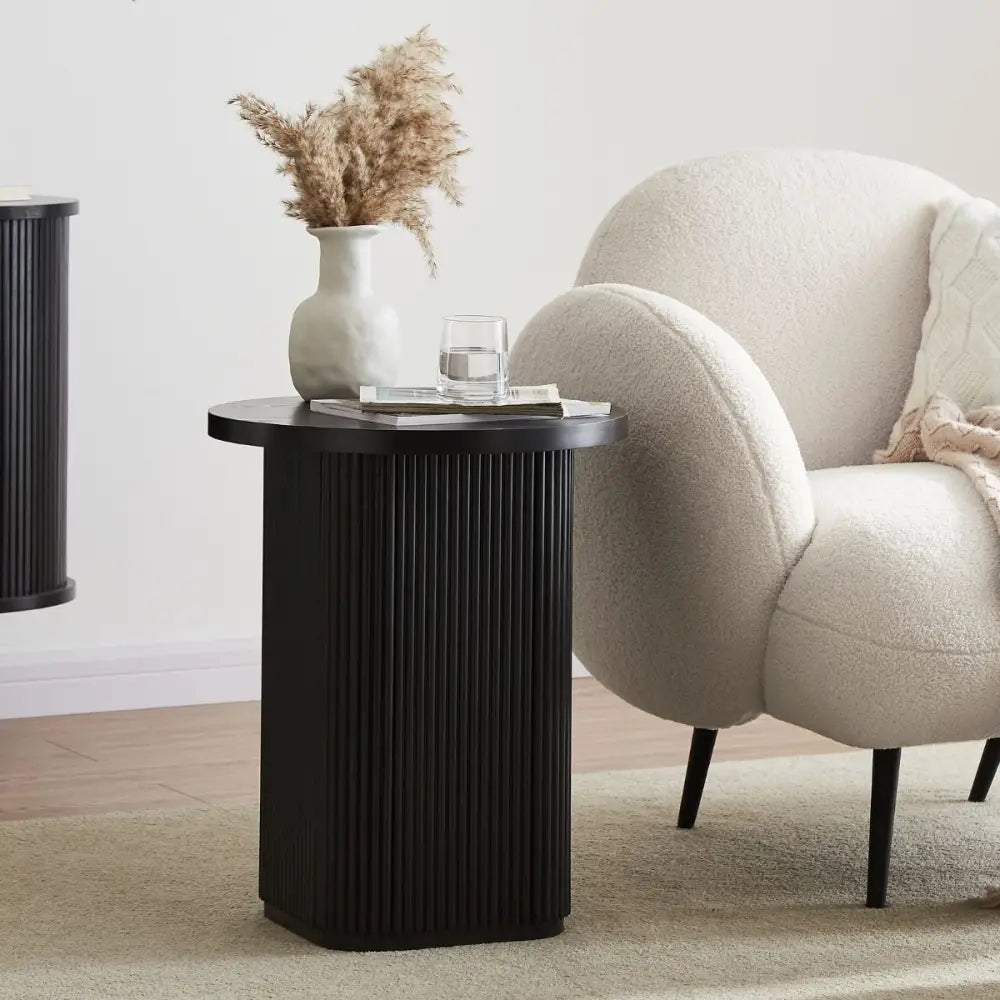 Kate Black Round Column Side Table - Furniture > Living Room