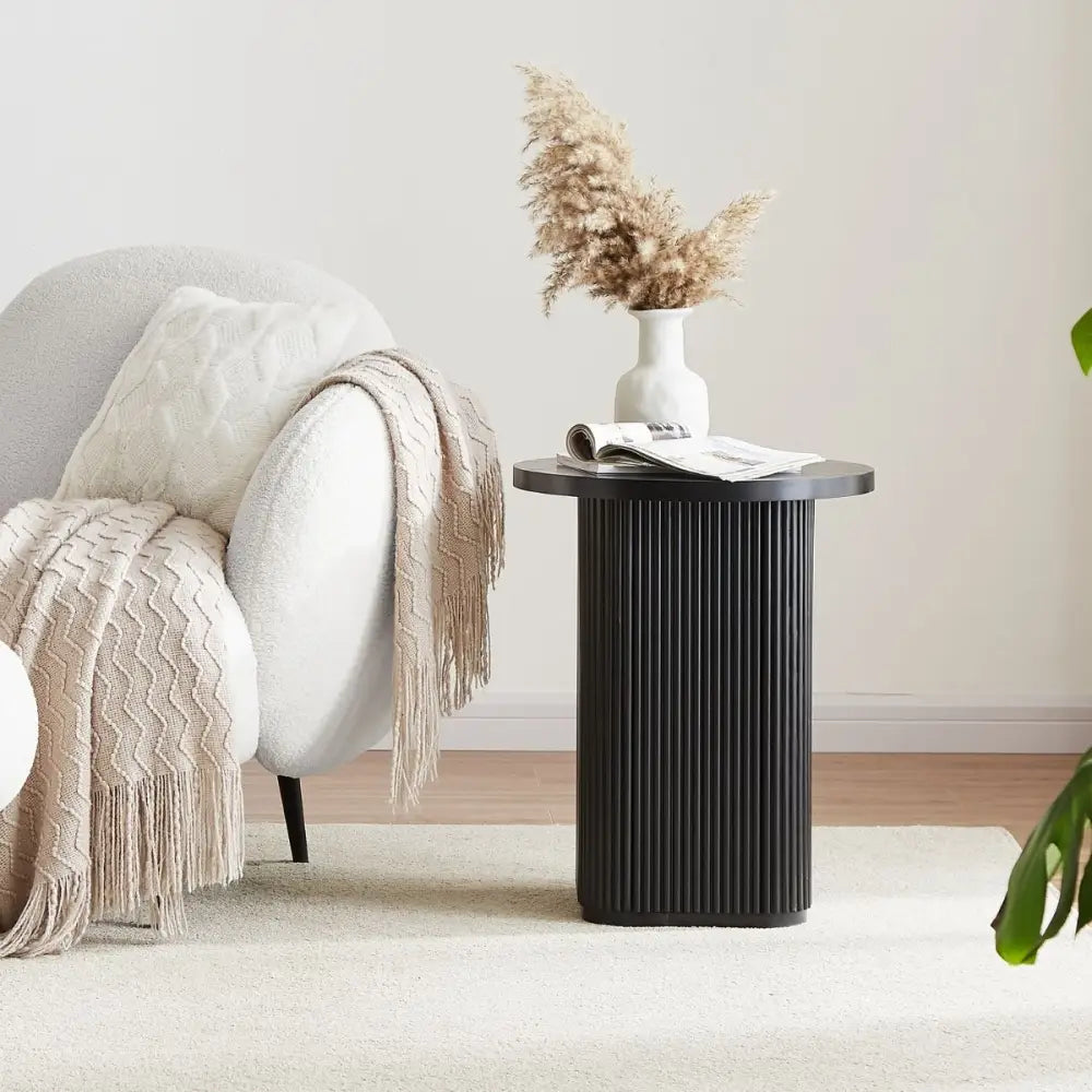 Kate Black Round Column Side Table - Furniture > Living Room