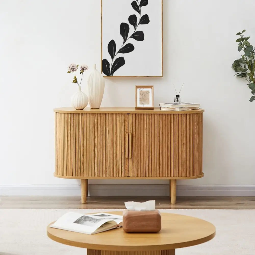 Kate Column Wooden Sideboard Table in Natural - Furniture > Living Room