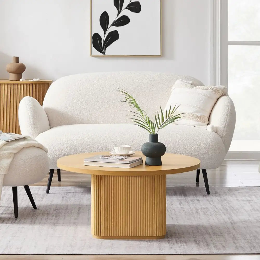 Kate Round Column Coffee Table in Natural - Furniture > Living Room