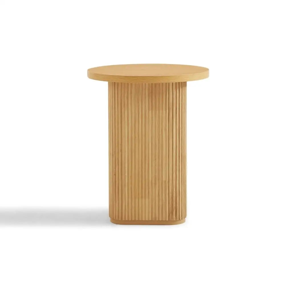 Kate Round Column Side Table in Natural - Furniture > Living Room