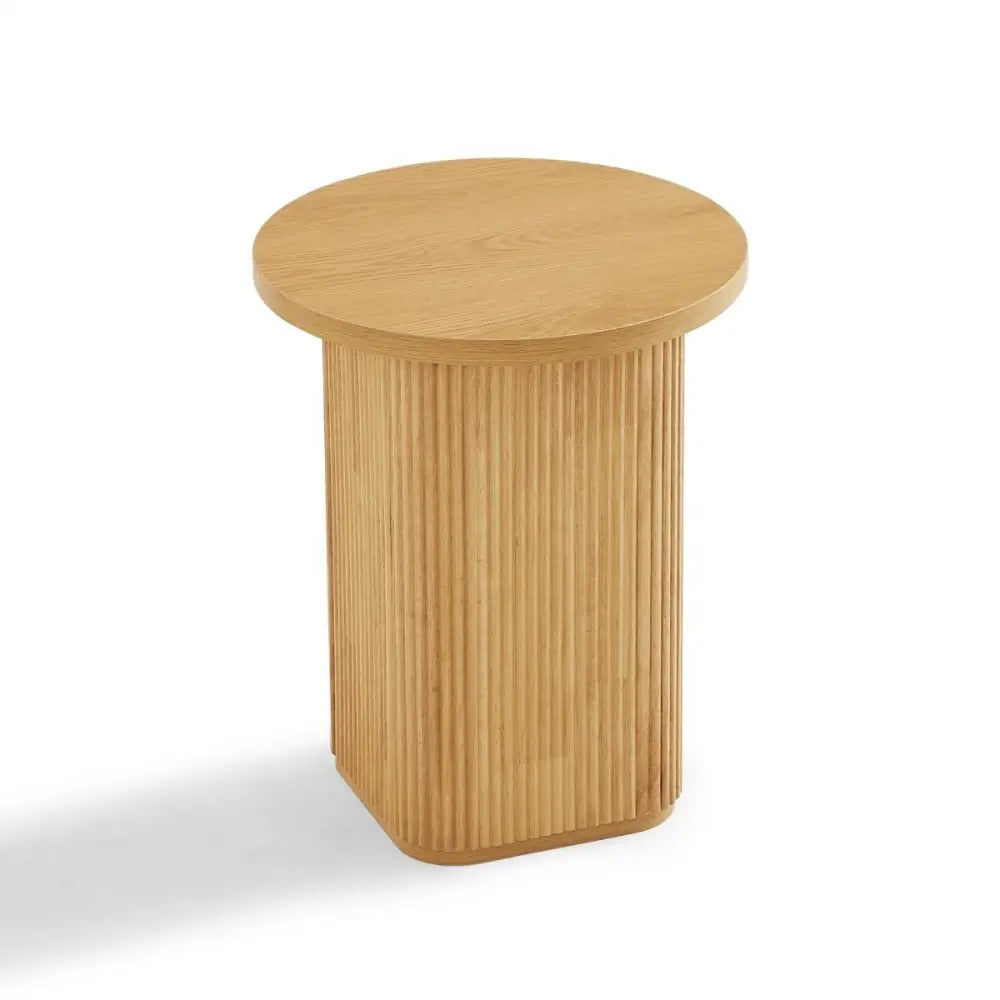 Kate Round Column Side Table in Natural - Furniture > Living Room