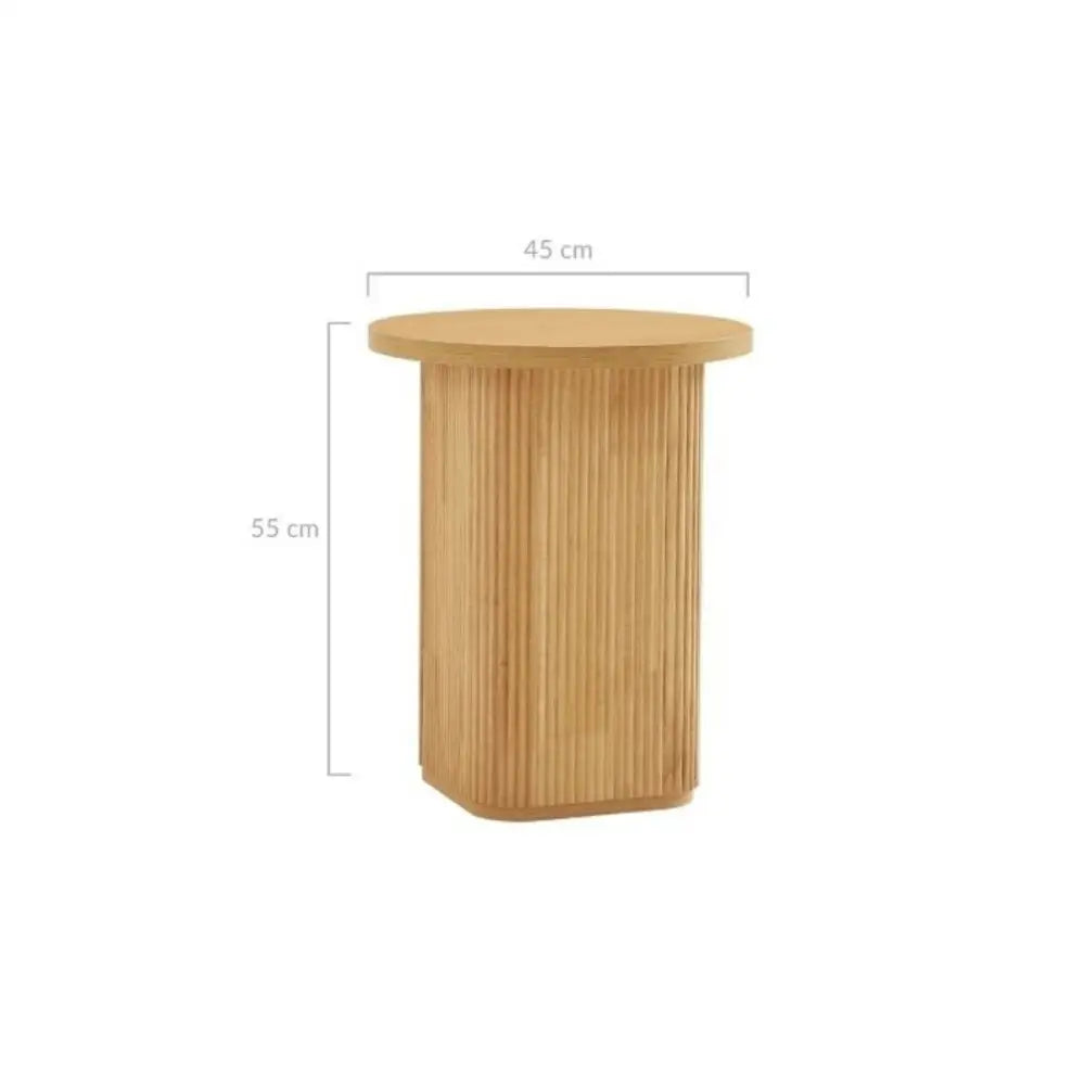Kate Round Column Side Table in Natural - Furniture > Living Room