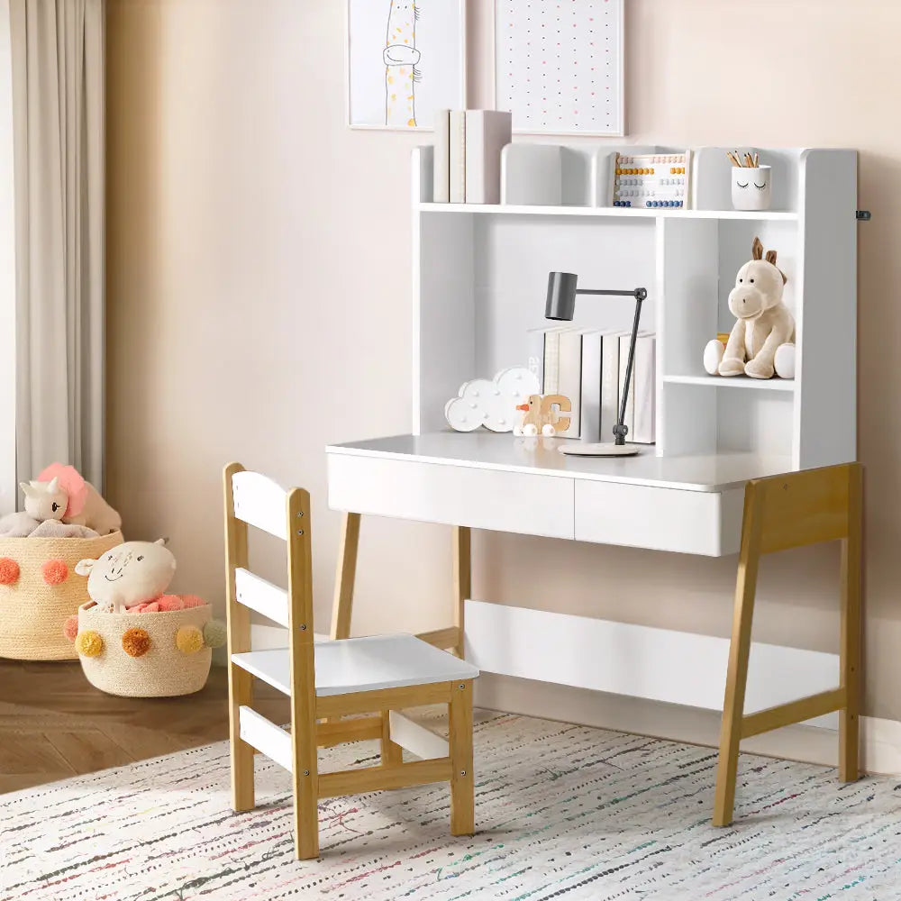 Keezi 2PCS Kids Table and Chairs Set Study Activity Toys Storage Desk Drawer - Baby & Kids > Kid’s Furniture