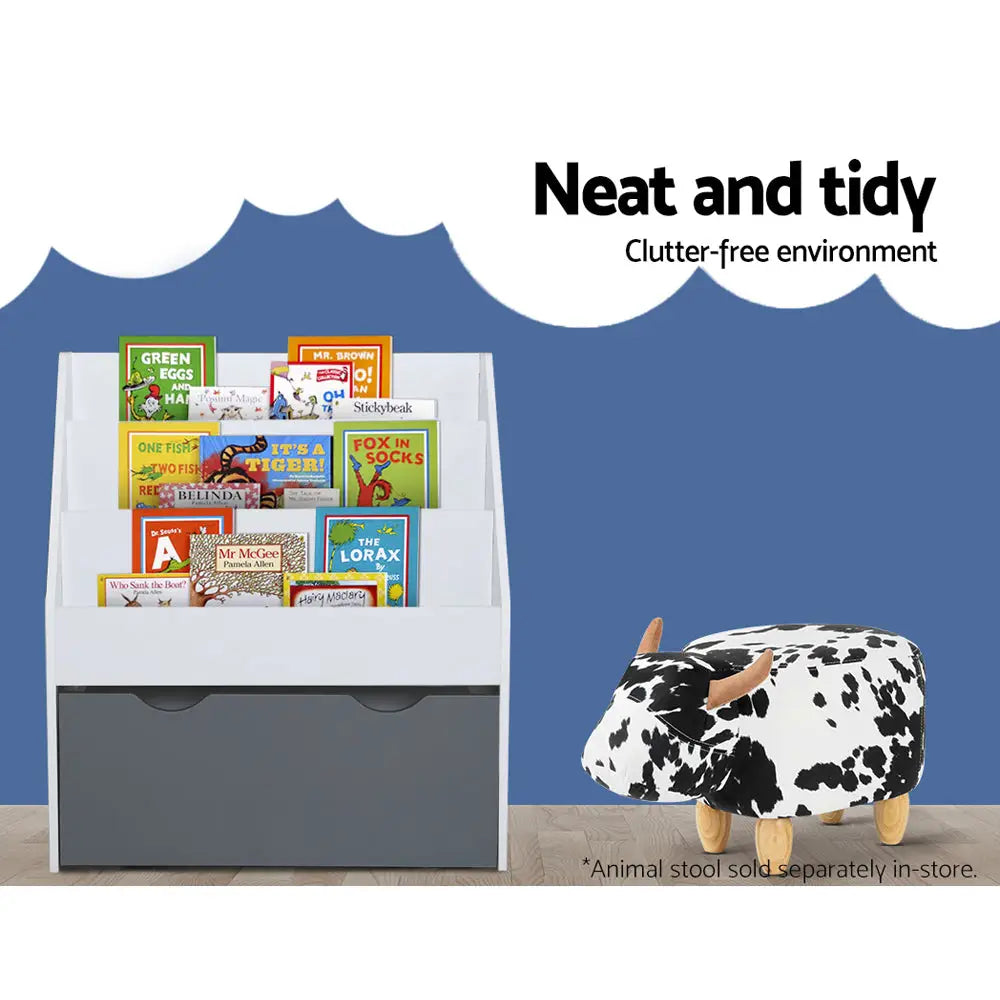 Keezi 3 Tiers Kids Bookshelf Magazine Rack Children Bookcase Organiser Storage - Baby & Kids > Kid’s Furniture