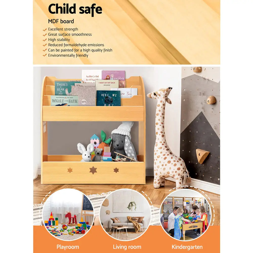 Keezi 3 Tiers Kids Bookshelf Magazine Shelf Organiser Bookcase Display - Baby & Kids > Kid’s Furniture