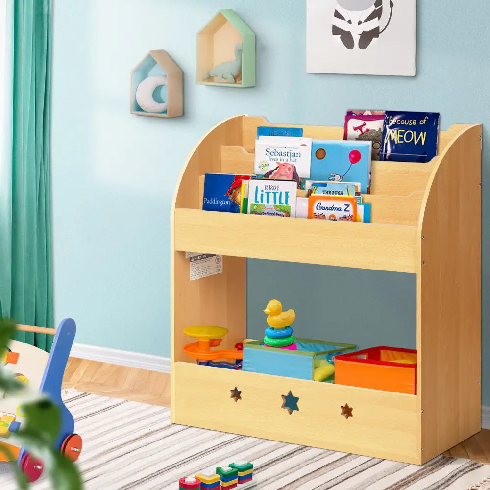 Keezi 3 Tiers Kids Bookshelf Magazine Shelf Organiser Bookcase Display - Baby & Kids > Kid’s Furniture