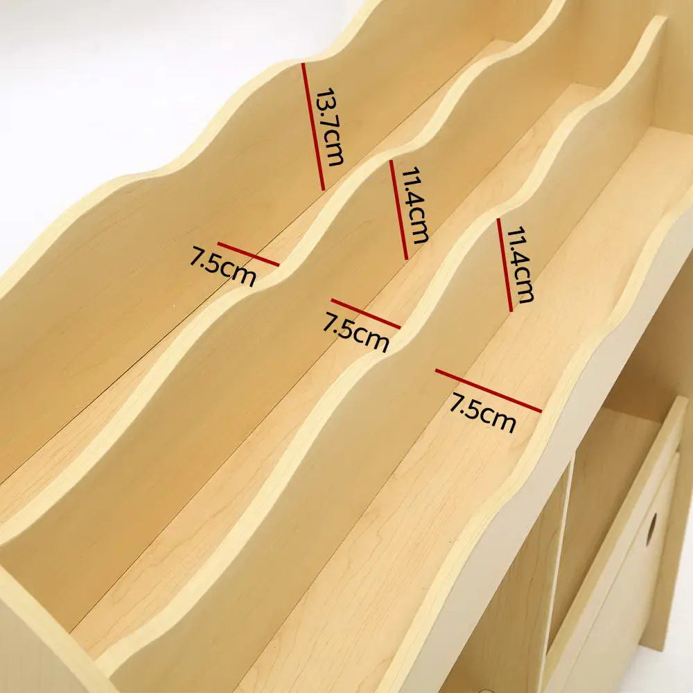 Keezi 3 Tiers Kids Bookshelf Storage Children Bookcase Toy Box Organiser Display - Baby & Kids > Kid’s Furniture