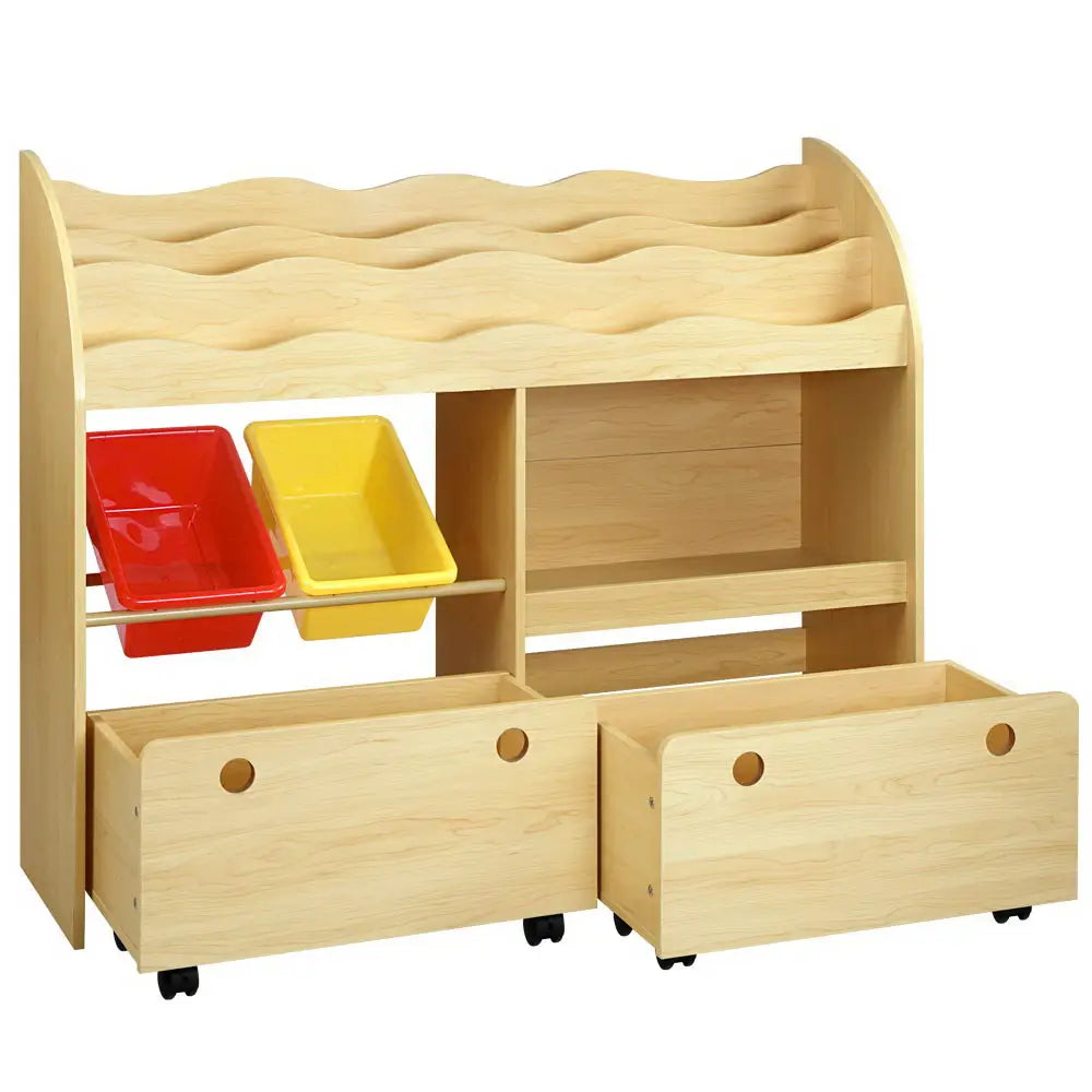 Keezi 3 Tiers Kids Bookshelf Storage Children Bookcase Toy Box Organiser Display - Baby & Kids > Kid’s Furniture