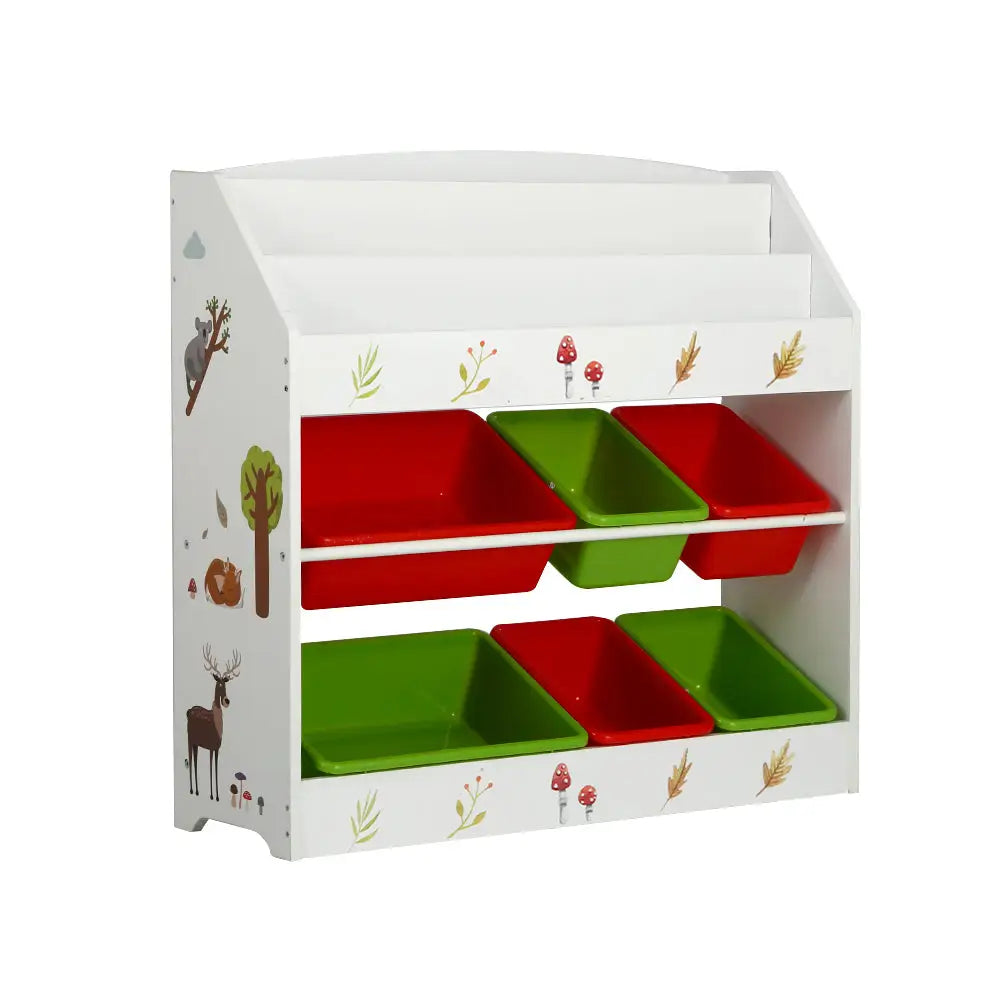 Keezi 3 Tiers Kids Bookshelf Storage Children Bookcase Toy Box Organiser Rack 6 Bins - Baby & Kids > Kid’s Furniture