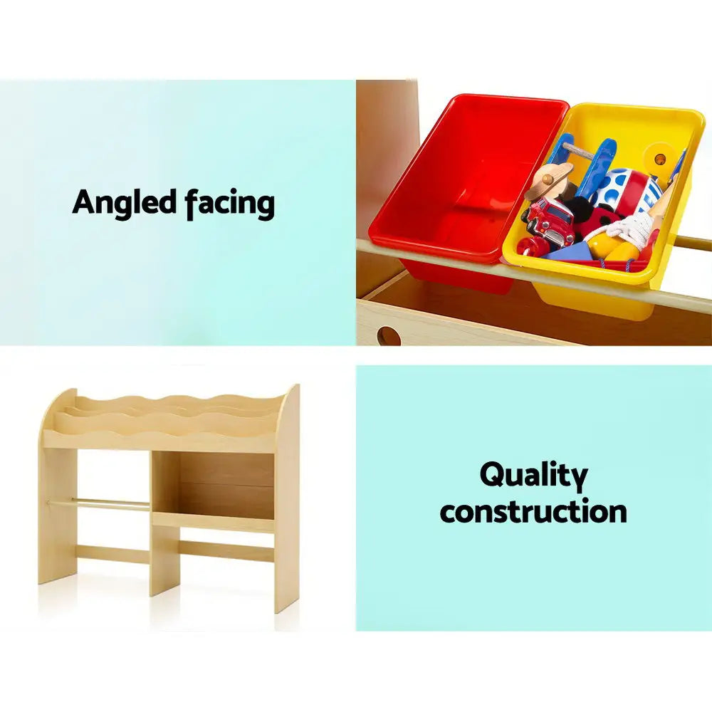 Keezi 3 Tiers Kids Bookshelf Storage Children Bookcase Toy Box Organiser Display - Baby & Kids > Kid’s Furniture