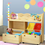 Keezi 3 Tiers Kids Bookshelf Storage Children Bookcase Toy Box Organiser Display - Baby & Kids > Kid’s Furniture