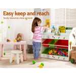 Keezi 3 Tiers Kids Bookshelf Storage Children Bookcase Toy Box Organiser Rack 6 Bins - Baby & Kids > Kid’s Furniture