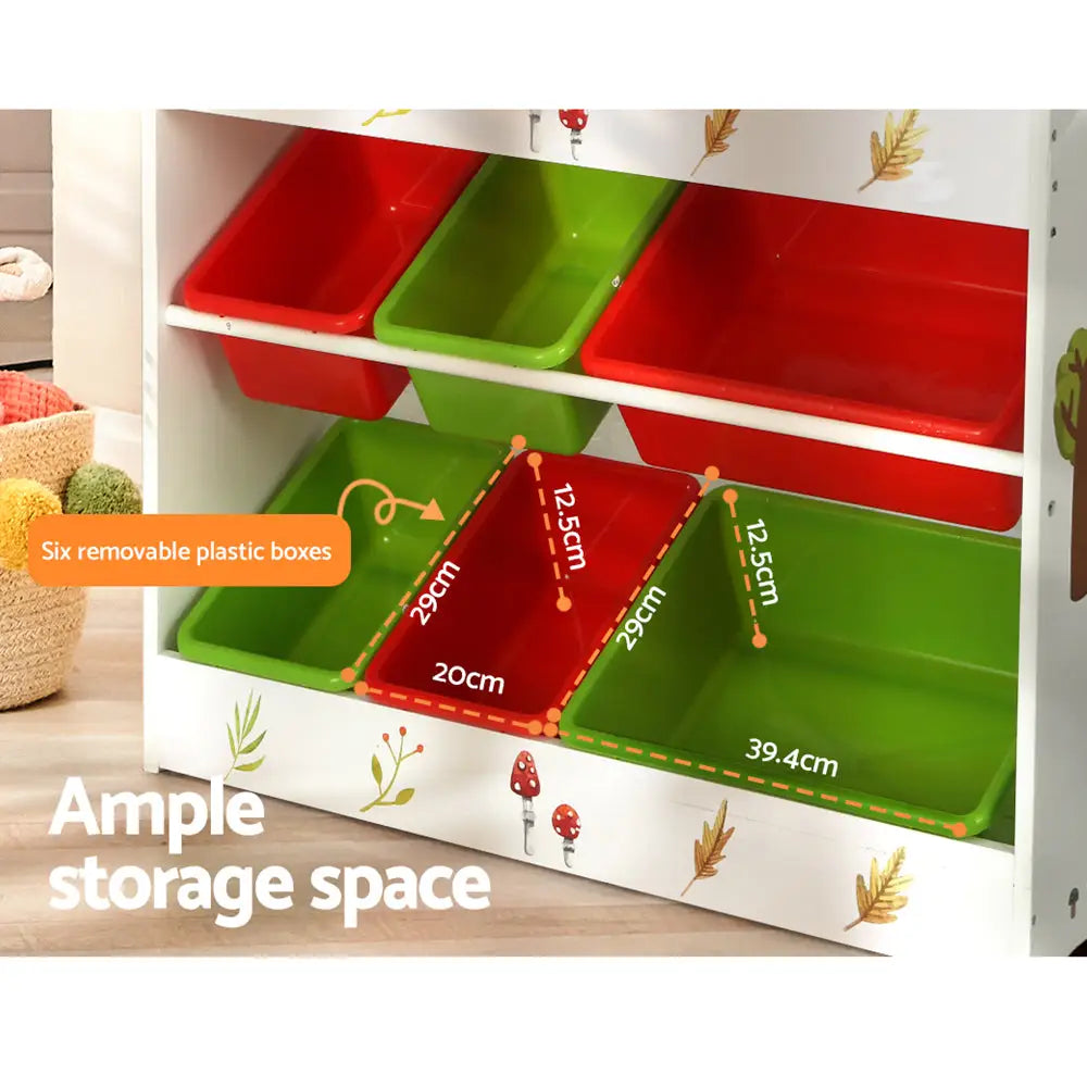 Keezi 3 Tiers Kids Bookshelf Storage Children Bookcase Toy Box Organiser Rack 6 Bins - Baby & Kids > Kid’s Furniture