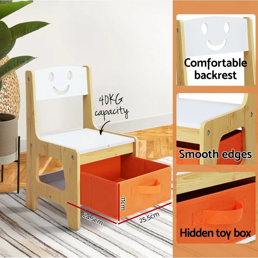 Keezi 3PCS Kids Table and Chairs Set Activity Desk Chalkboard Toys Storage Box - Baby & Kids > Kid’s Furniture