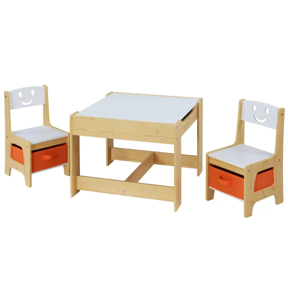 Keezi 3PCS Kids Table and Chairs Set Activity Desk Chalkboard Toys Storage Box - Baby & Kids > Kid’s Furniture