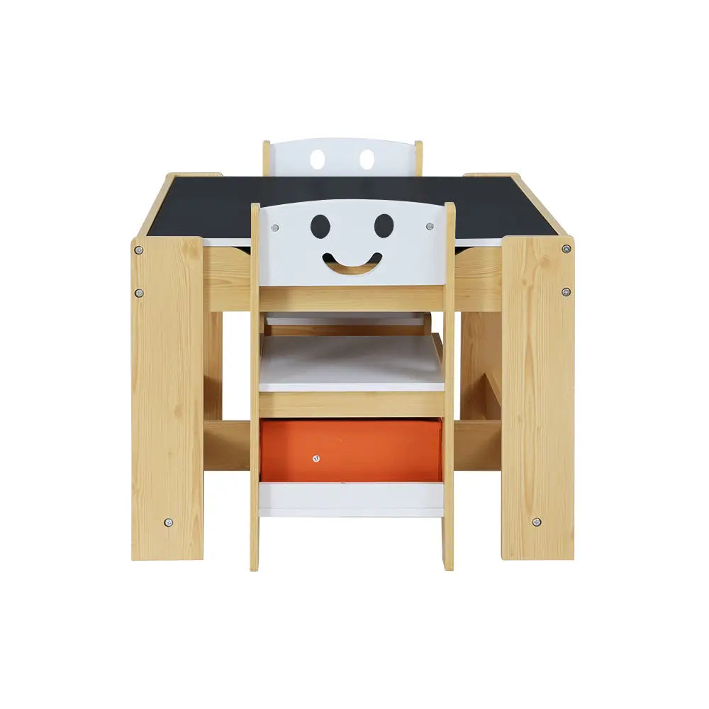 Keezi 3PCS Kids Table and Chairs Set Activity Desk Chalkboard Toys Storage Box - Baby & Kids > Kid’s Furniture