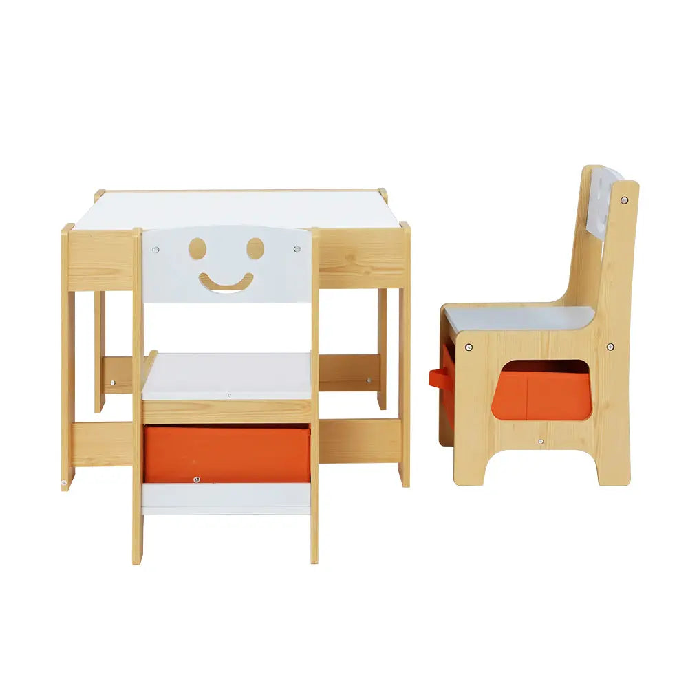 Keezi 3PCS Kids Table and Chairs Set Activity Desk Chalkboard Toys Storage Box - Baby & Kids > Kid’s Furniture