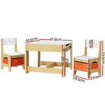 Keezi 3PCS Kids Table and Chairs Set Activity Desk Chalkboard Toys Storage Box - Baby & Kids > Kid’s Furniture