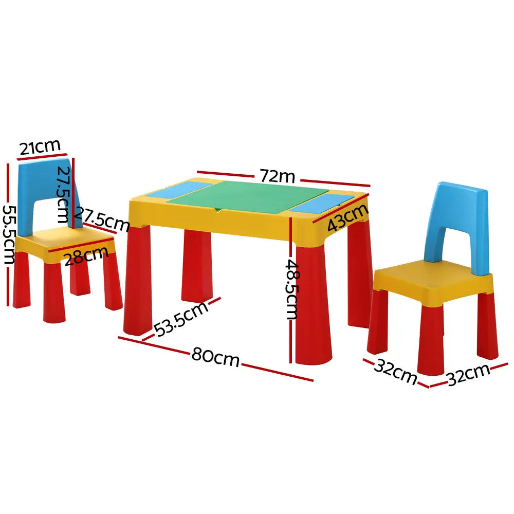 Keezi 3PCS Kids Table and Chairs Set Activity Toys Storage Box Desk Blocks - Baby & Kids > Kid’s Furniture