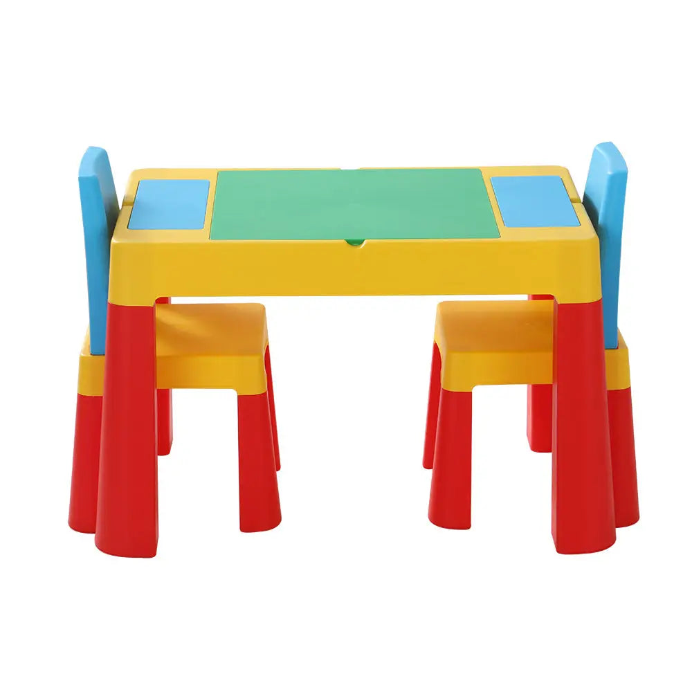 Keezi 3PCS Kids Table and Chairs Set Activity Toys Storage Box Desk Blocks - Baby & Kids > Kid’s Furniture