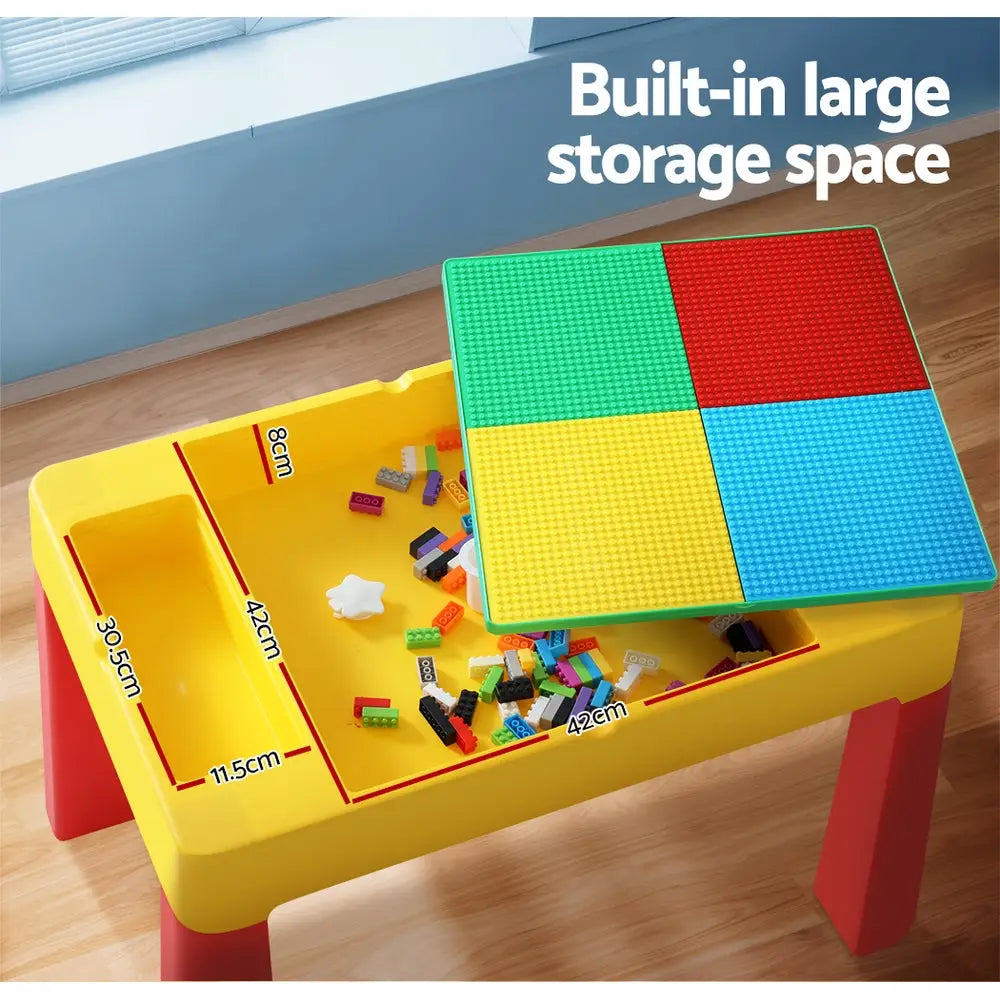 Keezi 3PCS Kids Table and Chairs Set Activity Toys Storage Box Desk Blocks - Baby & Kids > Kid’s Furniture