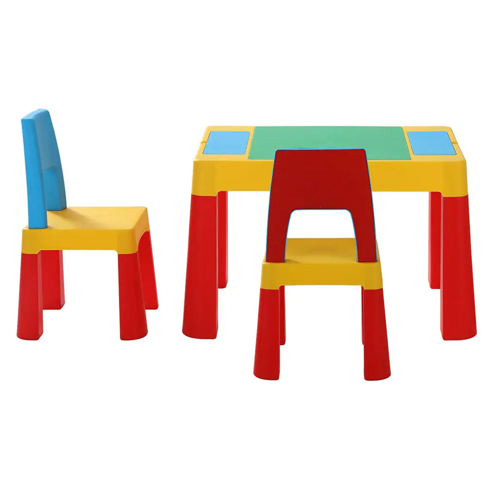 Keezi 3PCS Kids Table and Chairs Set Activity Toys Storage Box Desk Blocks - Baby & Kids > Kid’s Furniture