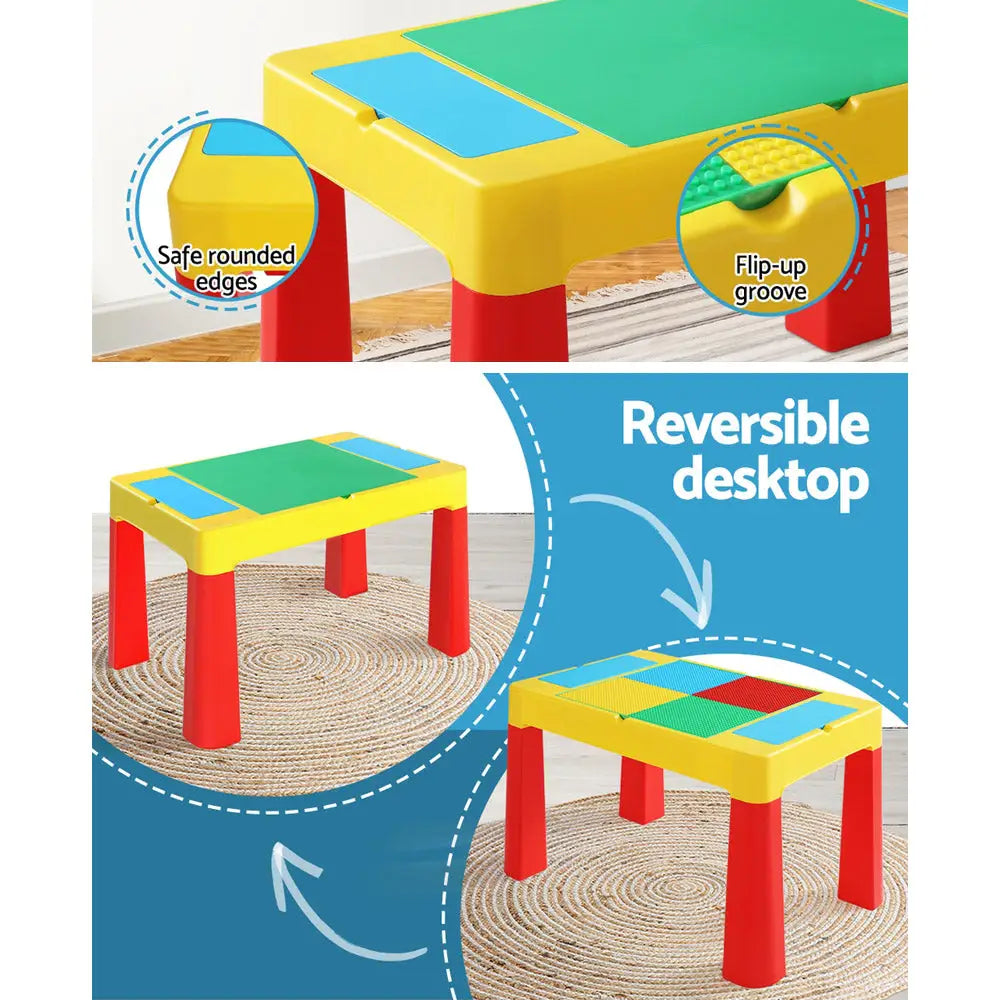Keezi 3PCS Kids Table and Chairs Set Activity Toys Storage Box Desk Blocks - Baby & Kids > Kid’s Furniture