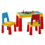 Keezi 3PCS Kids Table and Chairs Set Activity Toys Storage Box Desk Blocks - Baby & Kids > Kid’s Furniture